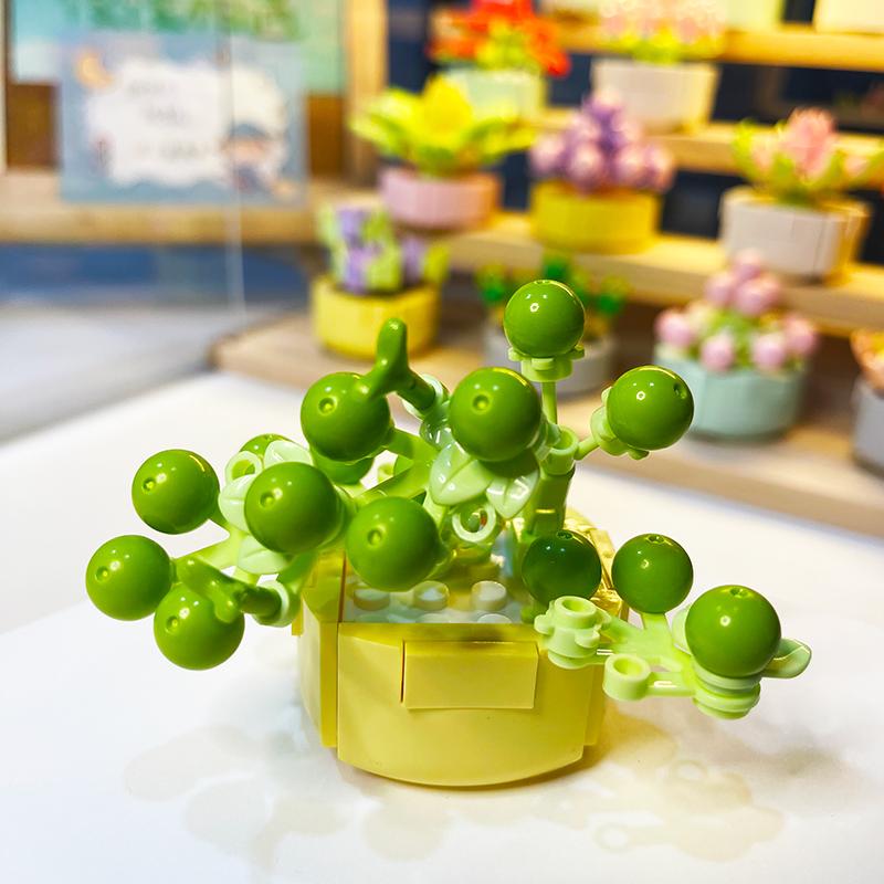 Topfkultur Blume Baustein Ziegel DIY Pflanze Spielzeug Weihnachtsgeschenk für Mädchen Erwachsene Kind Simulation süße Desktop-Dekorationen