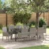 Garden Dining Set with Cushions 9 pcs Grey Poly Rattan