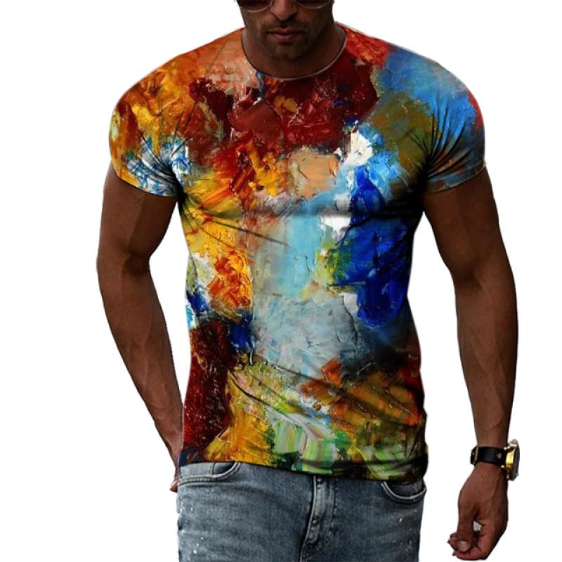 Summer Tide Fashion Doodle Picture Men T-Shirts  Casual 3D Print Tees Hip Hop Personality Round Neck Short Sleeve Tops