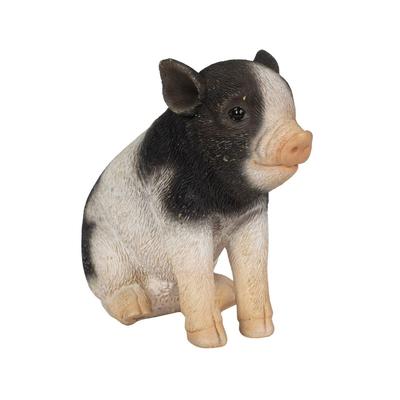Ubia sitzendes schwarzes und rosa Schwein (Mini) 10,3 x 4,6 x 8,5 cm Puppenfigur Ornament Tier Garten Dekoration Schwein H13063-6B