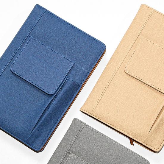 Gefüttertes Notizbuch für Männer Frauen Stoffeinband A5 Größe Notizbuch 200 Seiten Dickes Papier Journal mit Taschen für Arbeit Notizen Schreiben