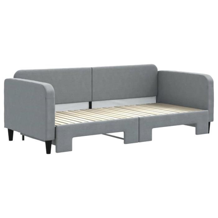 VidaXL Daybed with Trundle Bed Light Grey 90x200 Cm Fabric 3196816