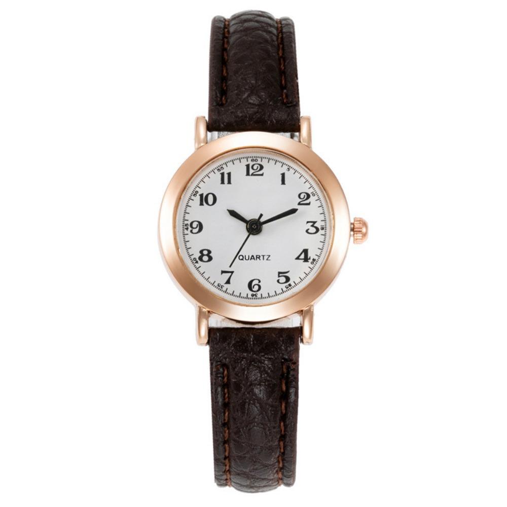 Soft Leather Strap Student Wristwatch Round Dial Quartz Clock  For Men and Women