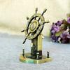 Metal Vintage Ship Wheel Figurine Steering Wheel Helm Model Collectible Souvenir Home Office Decoration Study