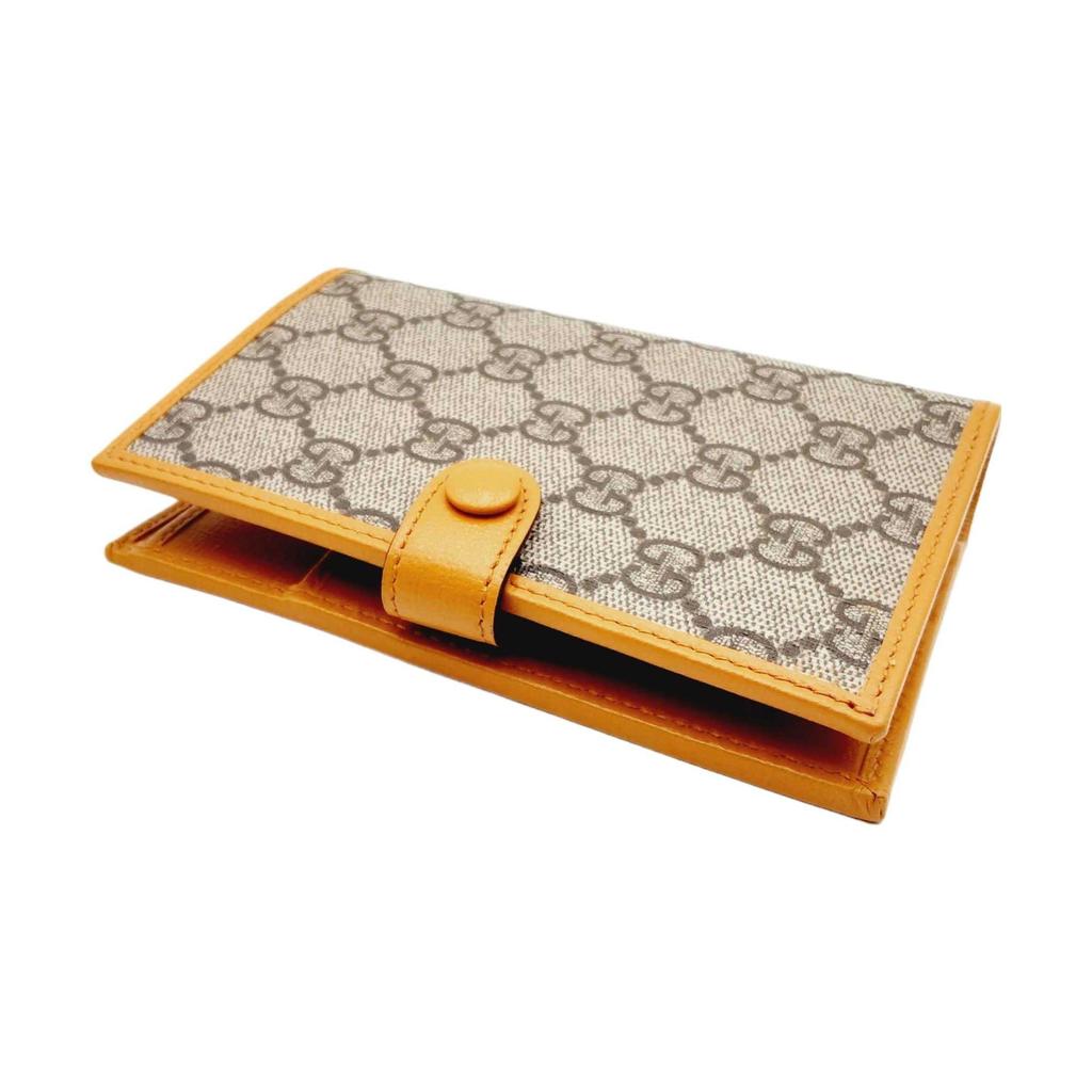 Gucci GG Supreme Interlocking G Passport Holder Wallet Beige Orange Canvas AndLeather Trim Travel Card Case for Men Daily 724562-92TCG-1147