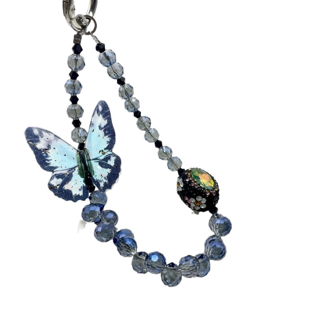 New Chinese Butterfly Mobile Phone Chain Niche Design Beaded Bag Pendant Xiaoxiangfeng Lanyard