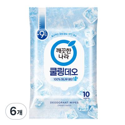 Clean Nara Mięta Chłodzące Chusteczki Deodorujące 10szt, 66g, 6 szt.