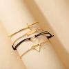 4 Pcs/set Women's  Bracelet Heart-shaped Geometric Retro Simple Style Alloy Bracelet