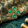 Four-leaf Clover Brooch, Glass Corsage, Elegant Retro Suit Jacket Accessory Pin