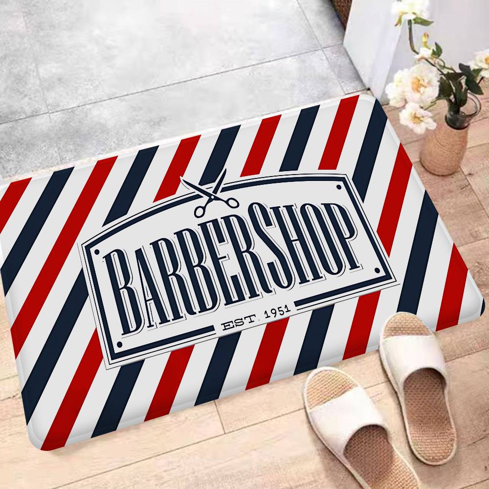 Barber Shop Fashion Floor Mat Rectangle Anti-slip Home Soft Badmat Front Door Indoor Outdoor Mat Welcome Doormat