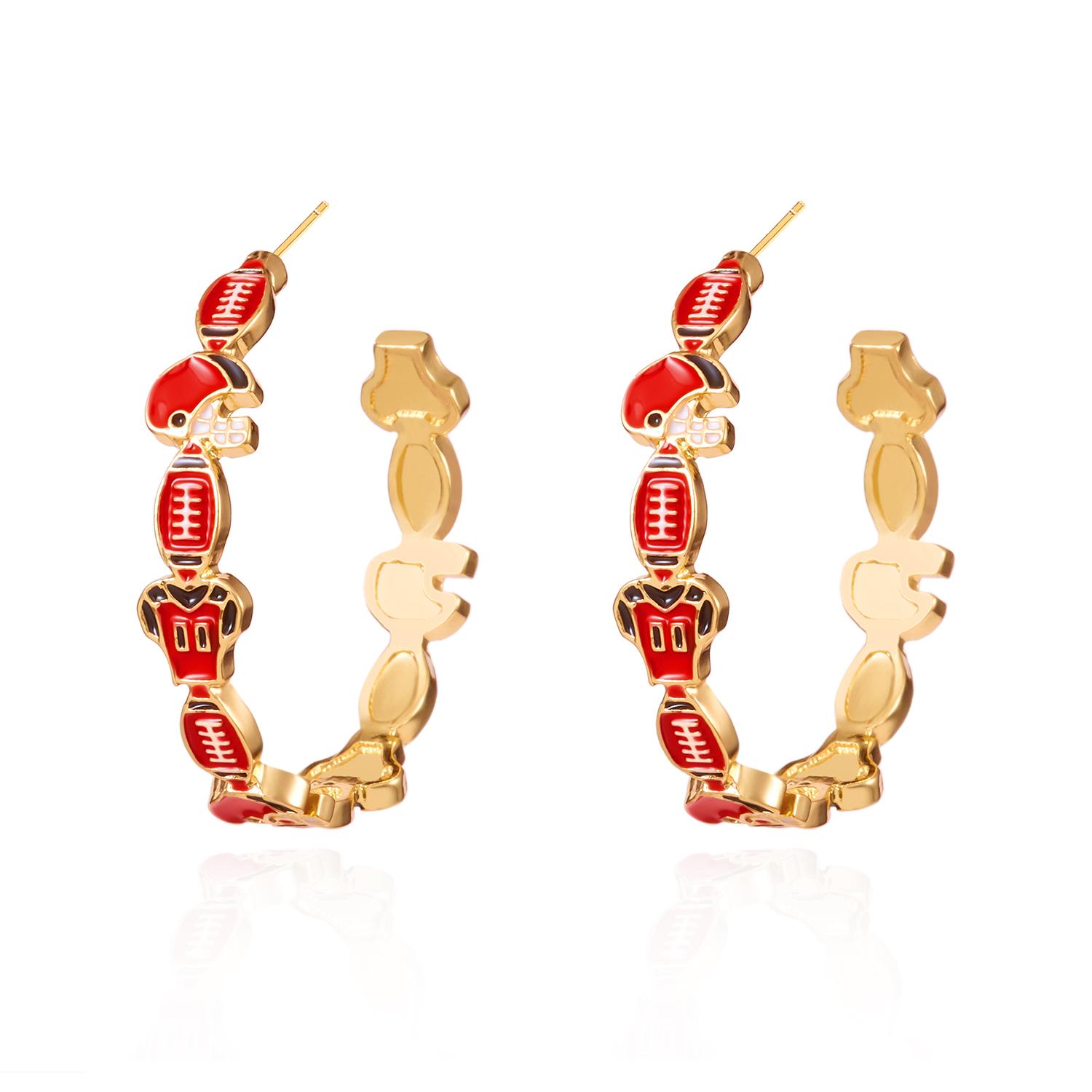 

Trendy Rugby American Football Balls Earrings for Women Exquisite Exaggerated Big C-shaped Earrings Sports Party Jewelry Gift