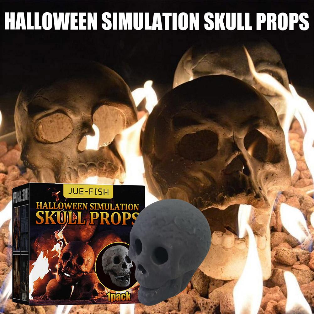 Ceramic Fire Pit Skull Halloween Festive Supplies Fireplace Burn Skeleton Party Ornament Scene Layout for Haunted House Desktop