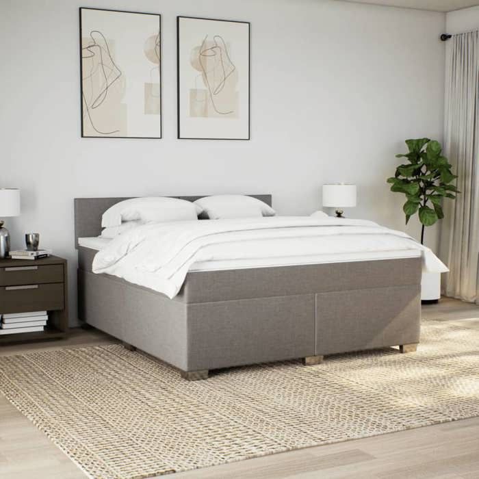 Maison Exclusive - Sommier à lattes de lit avec matelas Taupe 180x200 cm Tissu