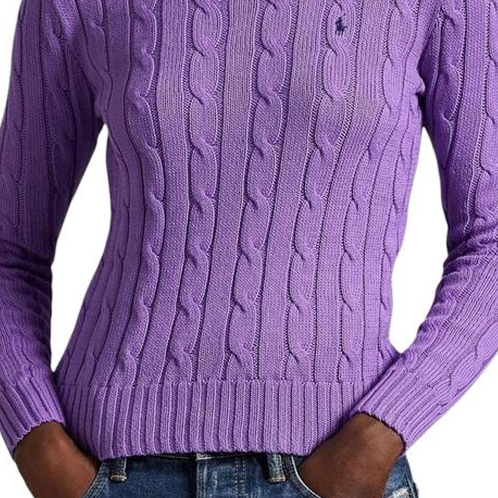 Polo Ralph Lauren Solid Color Crew Neck Long Sleeve Sweater Women sweater Lavender 211891640-028