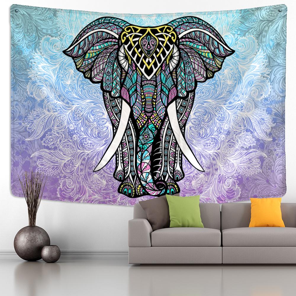 Style Elephant Tapestry Wall Hanging Yoga Mat for Home Bedroom Decor Mandala Psychedelic Polyester Tapestry