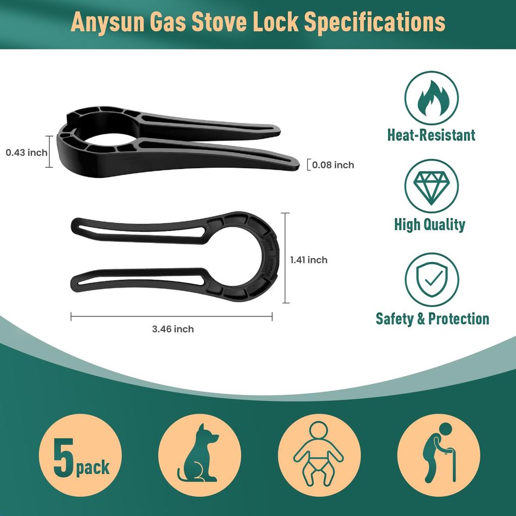 Gazlı Ocak Güvenlik Düğme Kilidi, Bebek Korumalı Ocak Fırın Kilitleri, Çocuk Korumalı Ocak Koruyucu, Şeffaf (5'li paket)