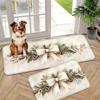 1Pcs Christmas Floral Kitchen Rug,Elegant Bow Print Floor Mat, Non Slip Washable Area Rug, Soft Decorative Mat for Kitchen Bedroom Entryway Home Decor