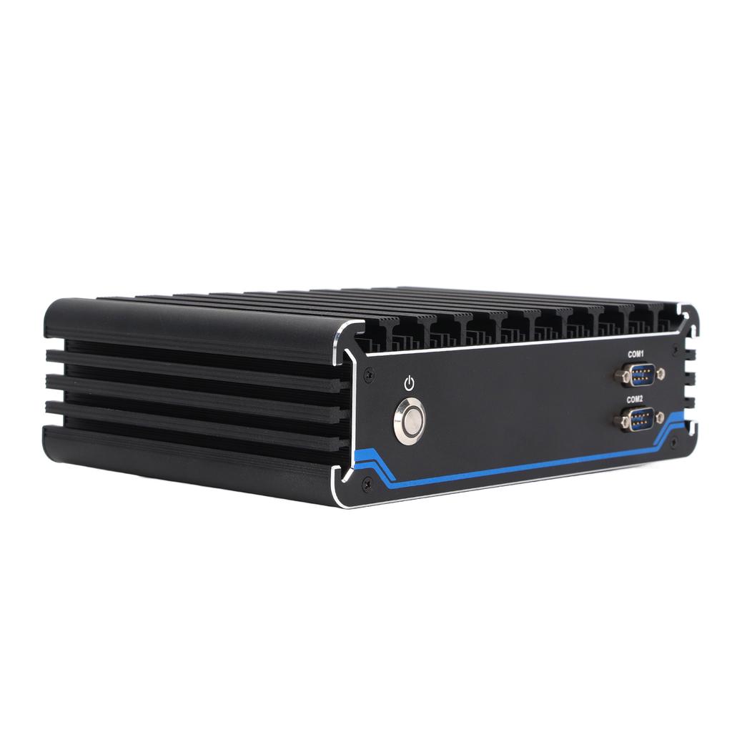 Industrial Computer 4 Way POE Port Mini Computer Good Heat Dissipation Fanless Industrial PC 100‑240V EU Plug