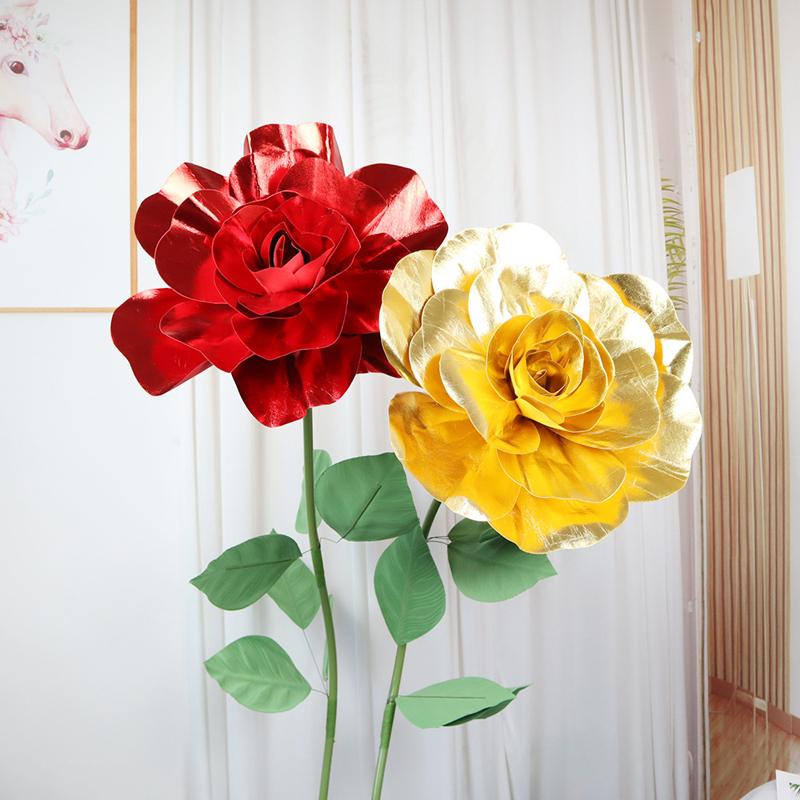 30/40/50/60Cm Giant Rose Flower Head Shiny Party Setting Arrangement Fake Rose Wedding Decoration Fashion Artificial Flowers