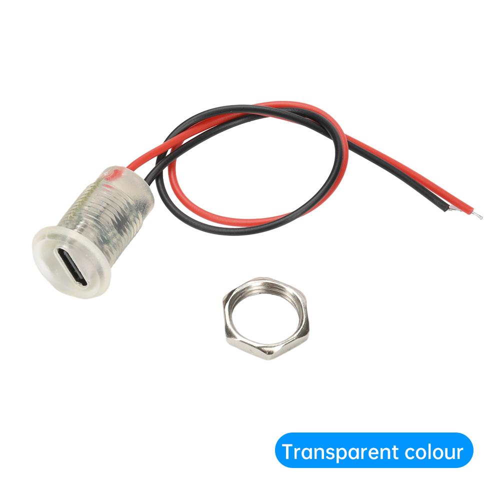 2Pin Female Connector Wire LED light USB Type-c Direct Compression Female Base Waterproof Socket With Welding Charging Interface