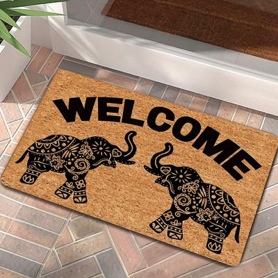 1Pcs Anti Fatigue Kitchen Rugs, Elephant Welcome Print Waterproof Non-Slip Thick Cushioned Kitchen Mat Heavy Duty Comfort Standing Mat for Kitchen