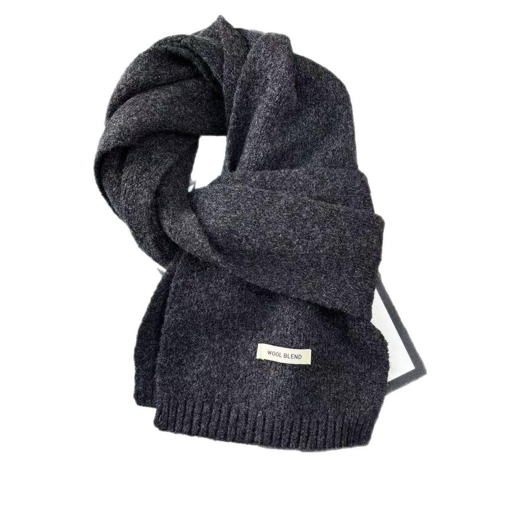 Damski dzianinowy szalik z mieszanki wełny - Jednolity kolor, Jesień/Zima, Styl koreański, Ciepła i wygodna ochrona szyi