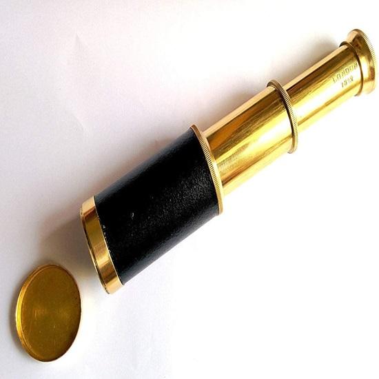 

Brass Leather Handheld Telescope with Protective Cap for Sailing, Hiking, Bird Watching, and Collectible Décor