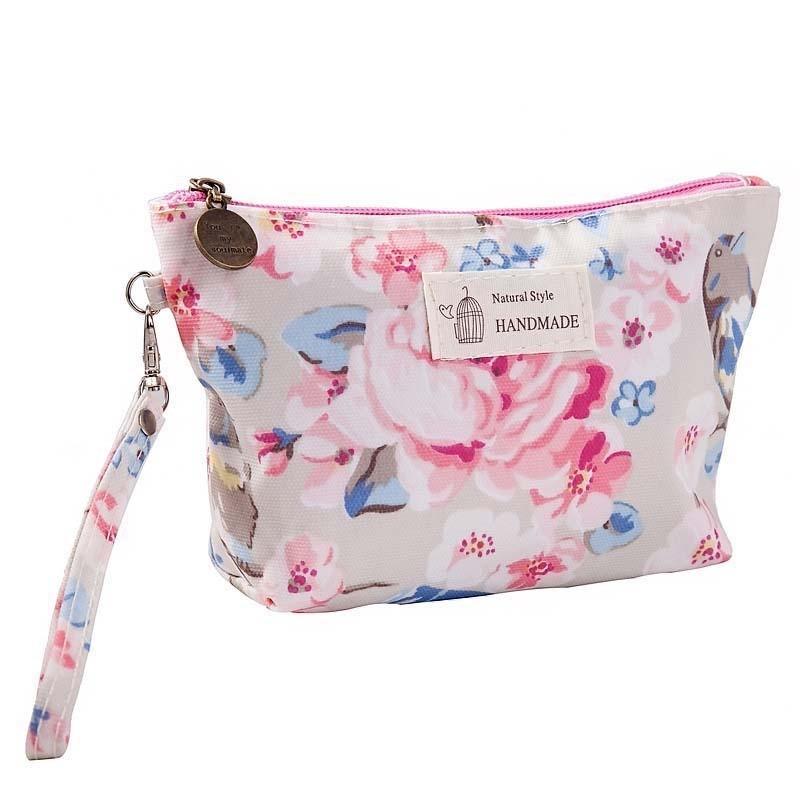 Portable Waterproof Printed Cosmetic Bag Travel Ladies Zipper Handheld Toiletry Bag Multifunctional Storage Bag In Modern Minimalist Style