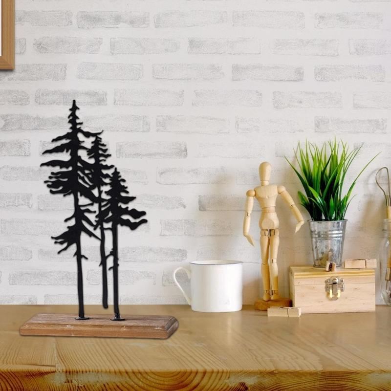 Iron And Wood Christmas Forest Sculpture Festival Seasonal Party Decoration Desktop Ornament