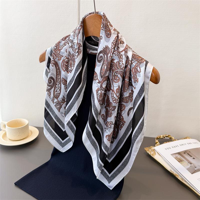 Cashew Print Imitation Silk Scarf Square Scarf High-End Shawl Versatile Neck Small Square Scarf Headscarf Scarf Women