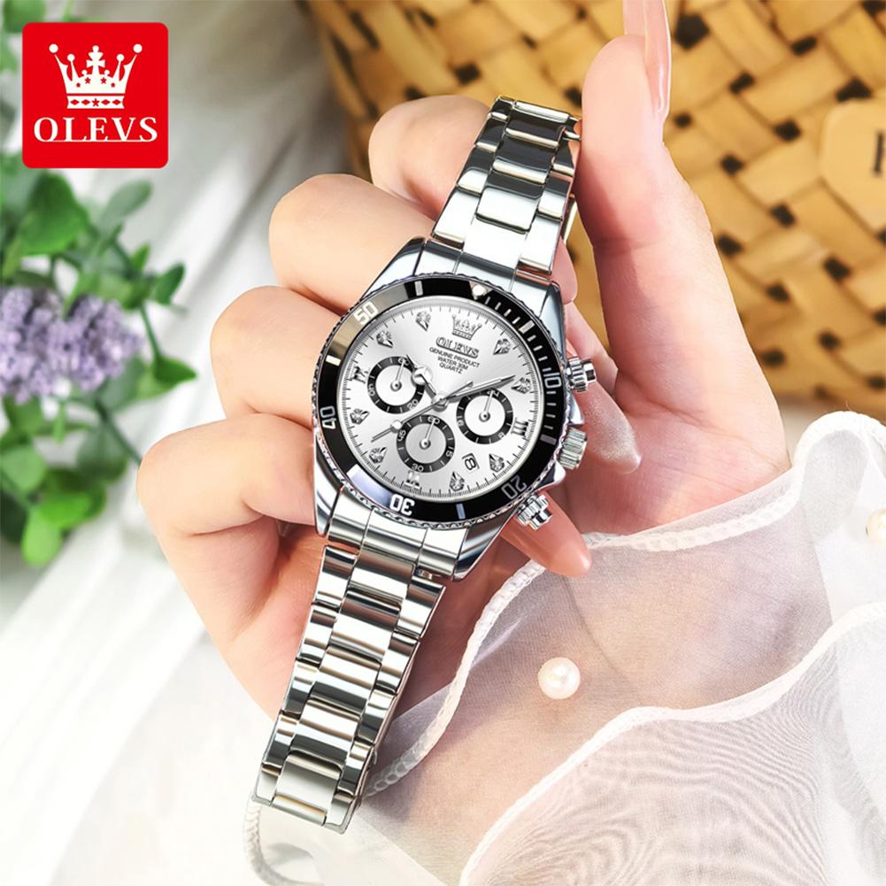 OLEVS Luxury Women Watch Original Quartz Watch Multi Functional HD Date Waterproof Luminous Chronograph Women Watch