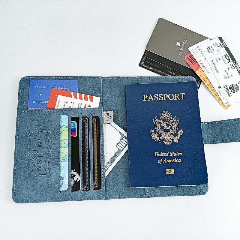 Customizable PU Leather Anti-Magnetic Passport Holder with Magnetic Buckle and Enterprise Logo