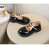 Kinderschuhe Frühling und Herbst Neu Koreanische Version Schleife Mädchen Prinzessinnenschuhe Studenten Einzelne Schuhe Kleine Schwarze Lederschuhe Tide