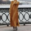 2024 Autumn Plus Size Knit Lace Long Dress - Loose Fleece Sweatshirt Style