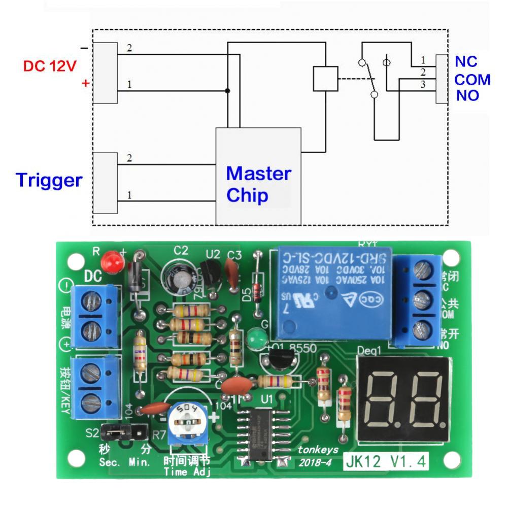 DC12V LED Display Countdown Timing Timer Delay Turn OFF Relay Switch Module