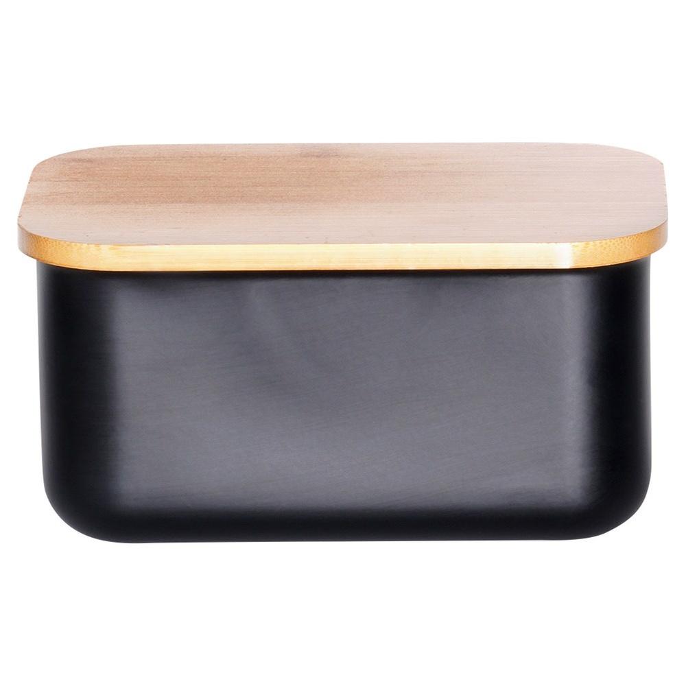 Black Bamboo Butter Dish Steel Kitchen Container for Butter