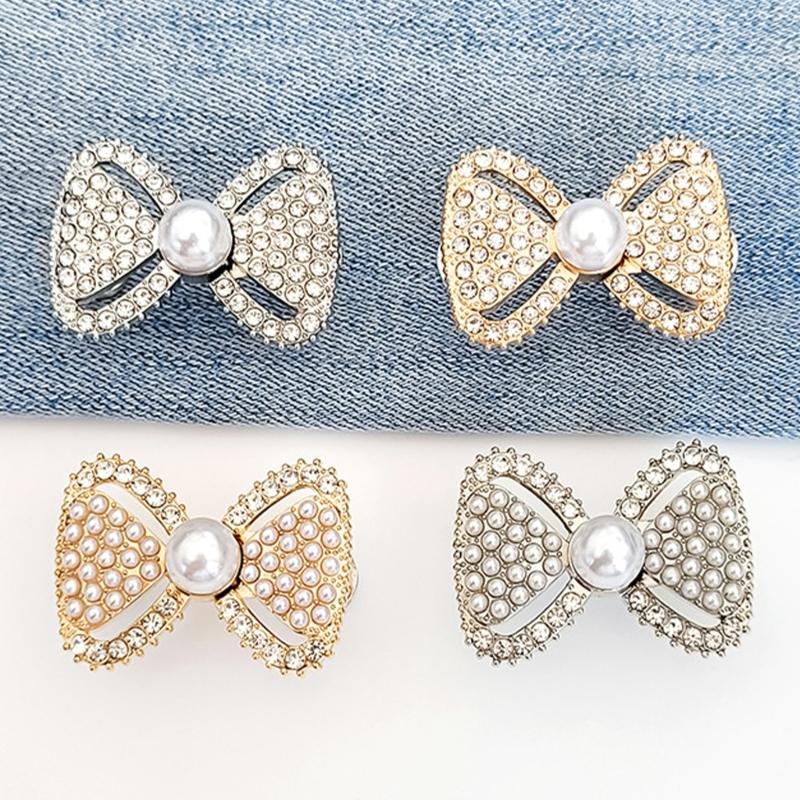 10Pcs Elegant Bowknot Waist Cincher Buckles Clasps Alloy Metal Waist Tighteners Waistband Adjusters For Jeans Trousers