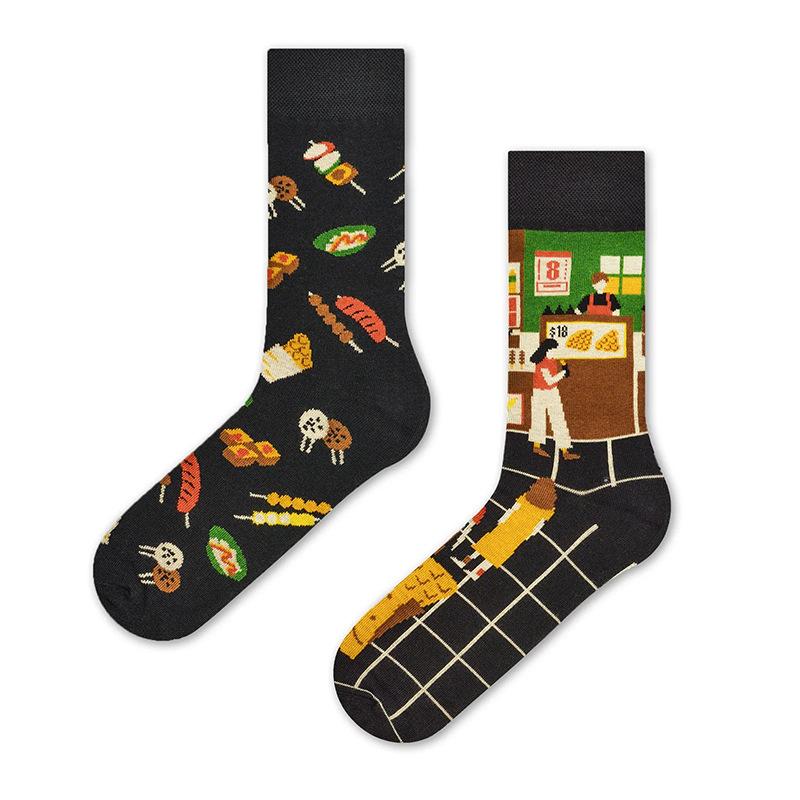 Creative and Fun Cartoon AB Trendy  Asymmetric Mandarin Duck  Men's and Women's Cotton Socks Medium High Socks