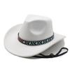 Tibetan Style Western Cowboy Hat Large Brim Wool Felt Hat 10 Colors Windproof Rope