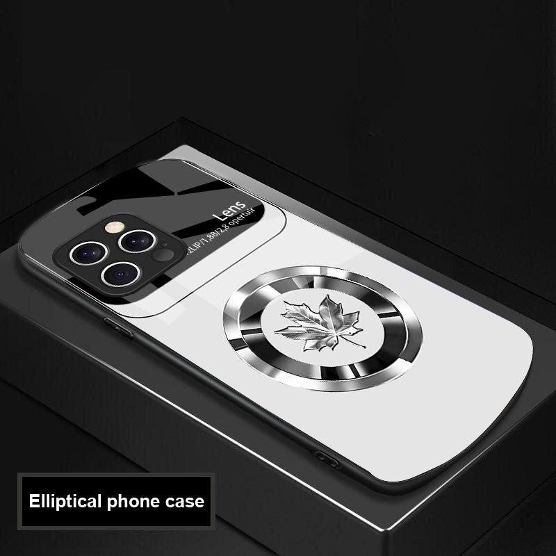 Kreis Ahornblatt Für IPhone 16 Pro Max 15 Pro 14 13 12 Mini 11 XS Max XR 7 8 Plus SE 2022 Elliptische Glas Handyhülle