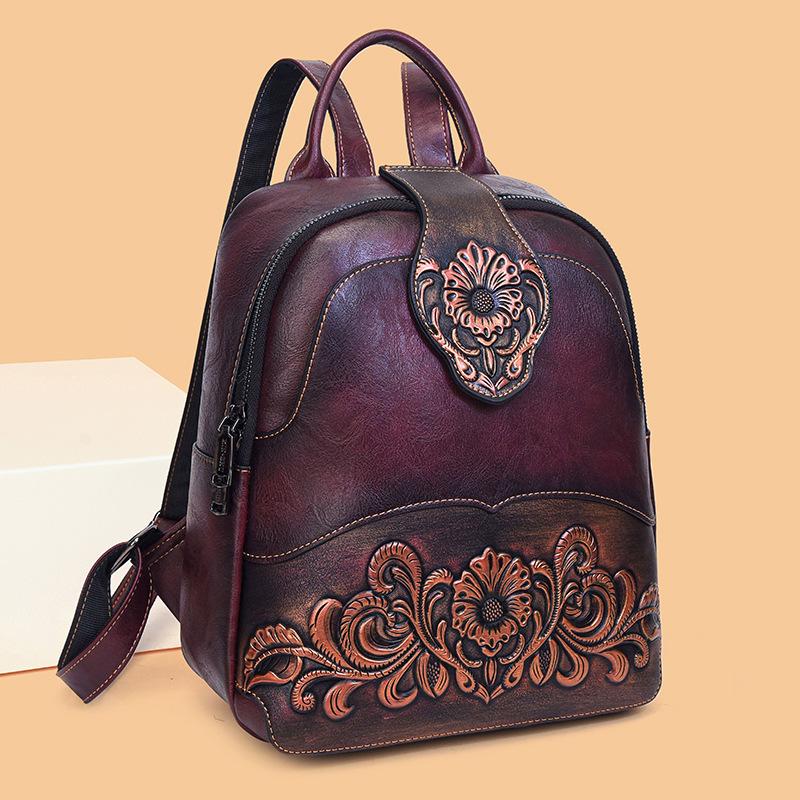 Printed Lady's Double Shoulder Bag - A Casual, Traditional Chinese Style, Large Capacity Work Bag for Women