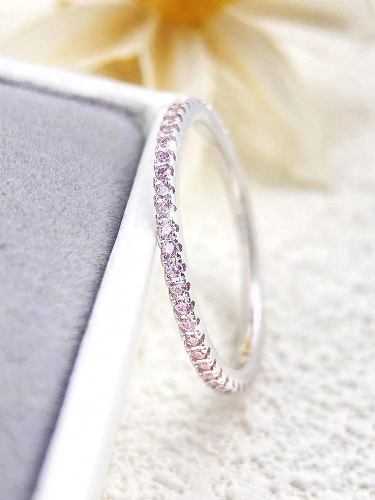 925 Sterling Silver 1.4MM Simple Elf Gorgeous Shiny Zircon Ring For Women Engagement Wedding Luxury High Quality Fine Jewelry