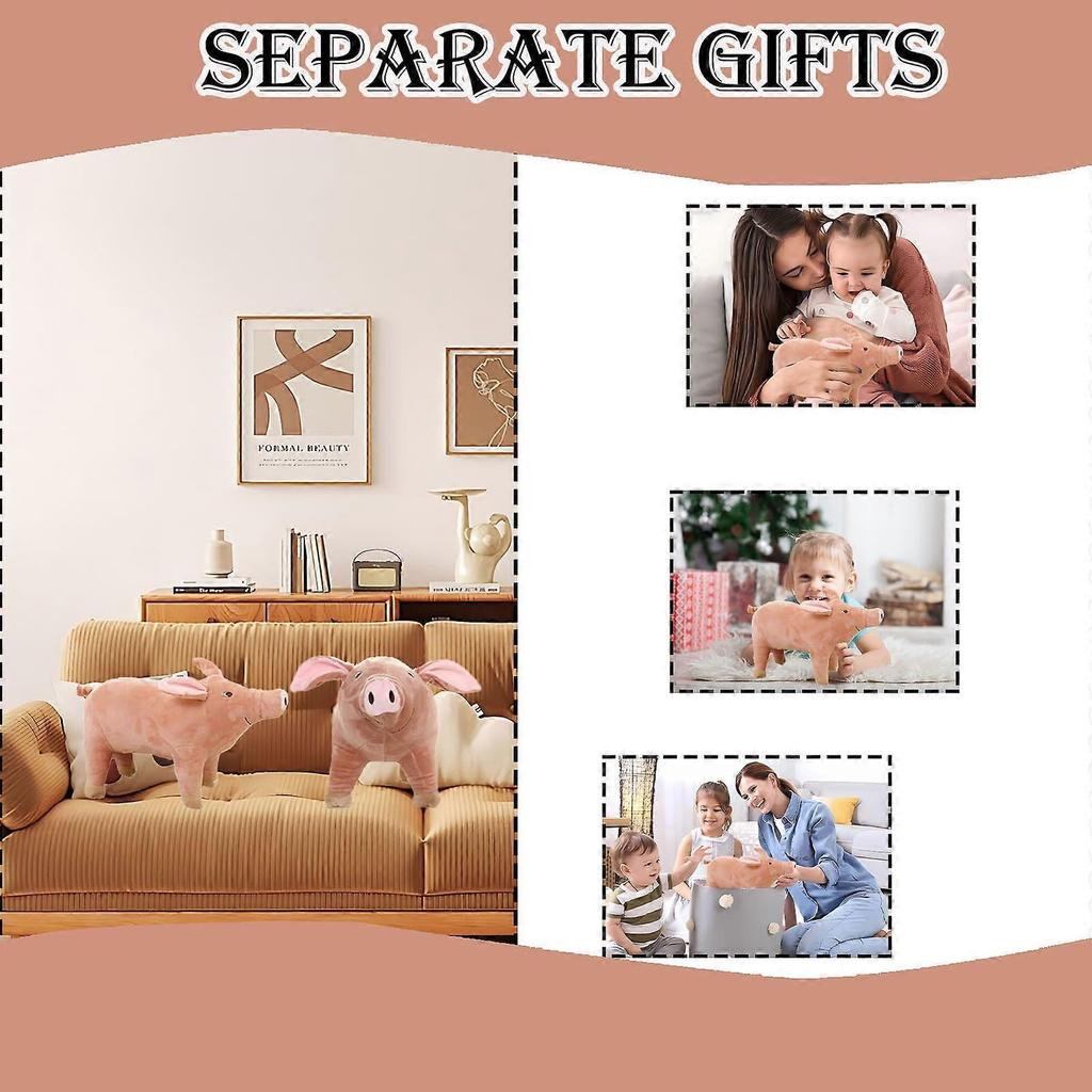 Plush Pig Toy with Soft Plush Comfort, 3D Pink Pig Stuffed Animal Pillow for Kids, 15.7in