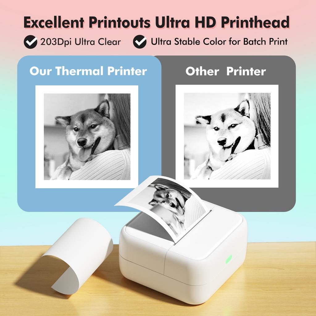 Mini taskuprinter Kaasaskantav termofotode kiirprintimine etikettide valmistaja masin BT Wireless Connect