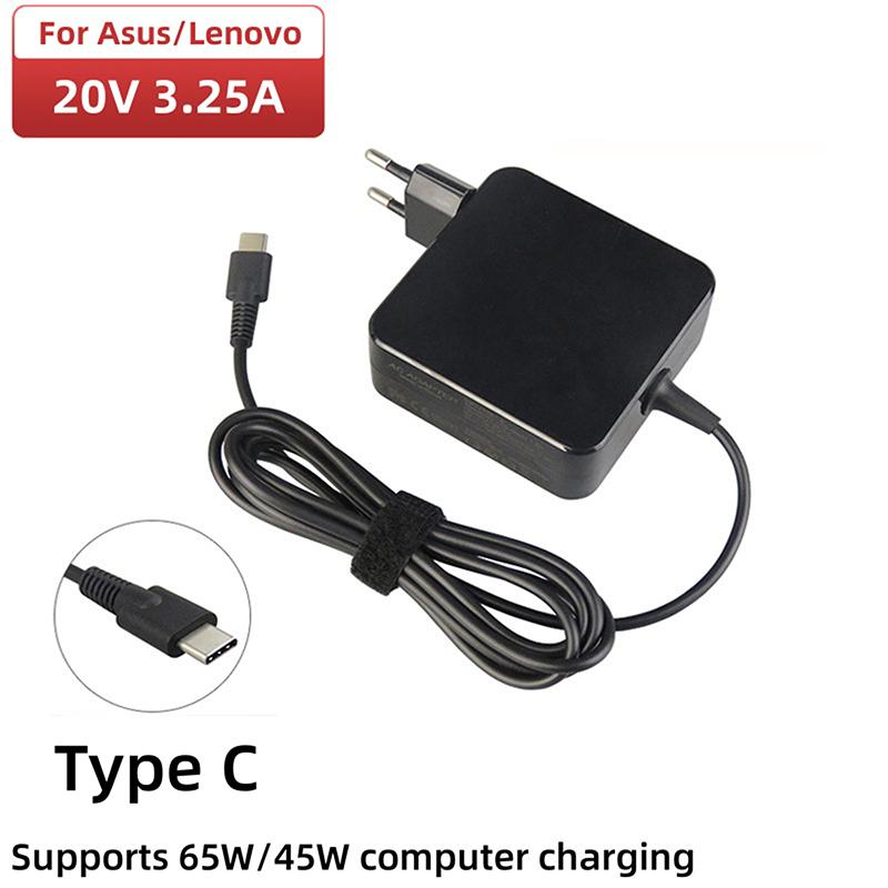 Spina UE USA 65W 20V 3.25A Tipo-C USB C Caricabatterie per Telefono PD Laptop Adattatore di Alimentazione AC per Laptop di Varie Marche