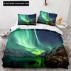 Landscape Duvet Cover Mountain Flowing Water Bedding Set Aurora Special Bedclothes with Pillowcases Teens Adults Women 200x200
