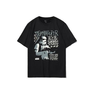 Li Ning X Star Wars Spolupráce Sportovní Ležérní Tričko s Kulatým Výstřihem Krátký Rukáv Pánské Tričko Černé AHSR335-2