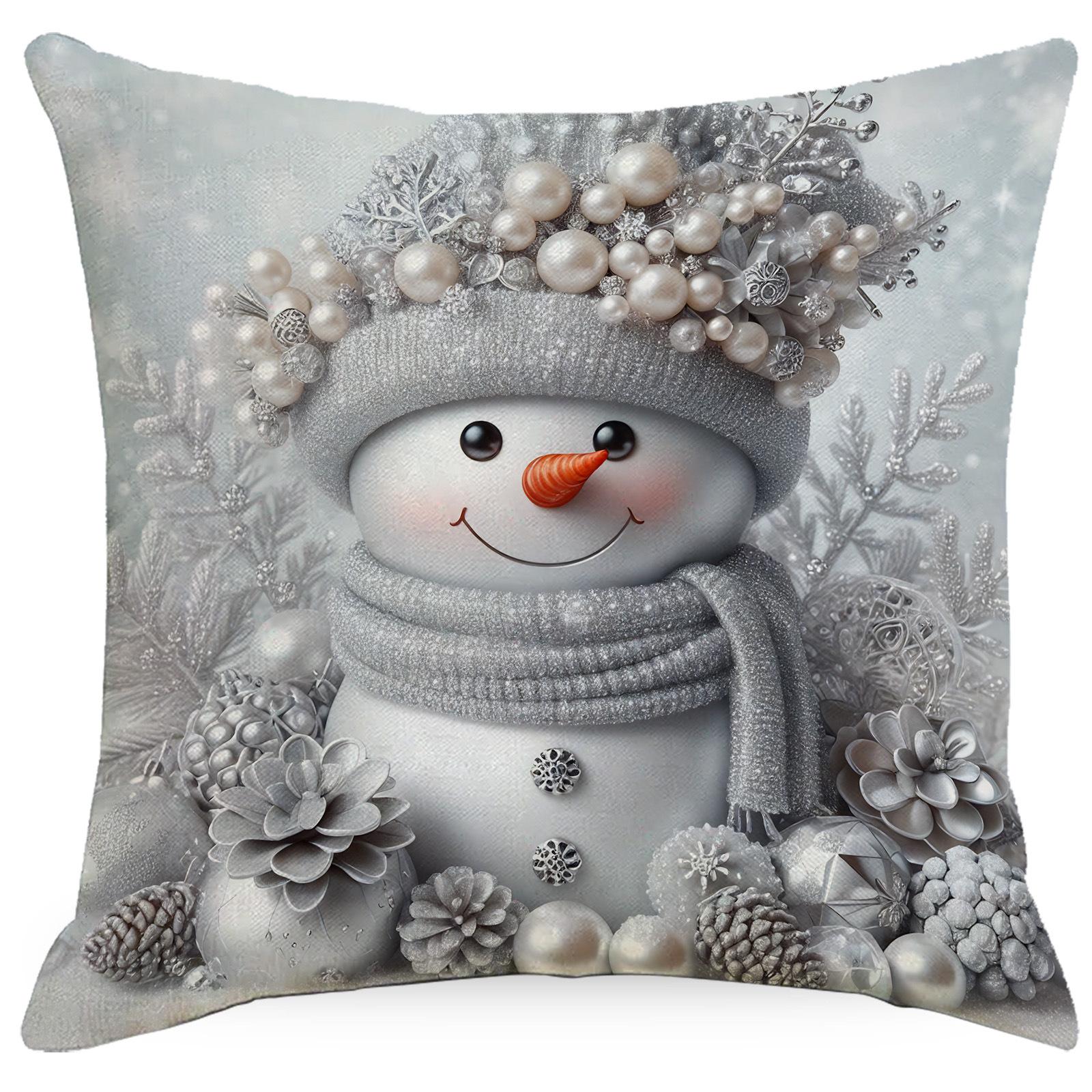 

2pcs 2025 Christmas Cushion Cover Santa Claus Snowman Bedroom Sofa Pillow Cover Soft and Comfortable Home Holiday Decoration 45x45cm 2pcs