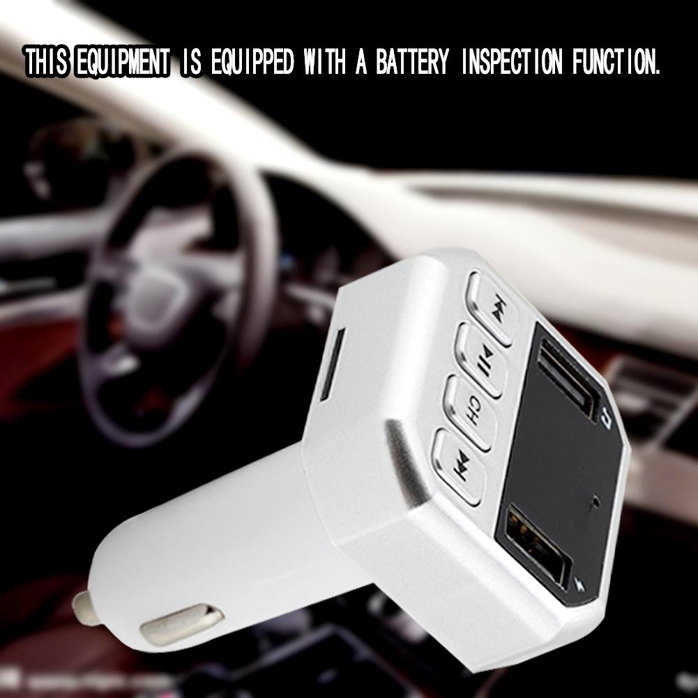 CARB8 Car FM Transmitter Bluetooth HD MP3 Player Hands free Calling Kit USB Charger(Silver)