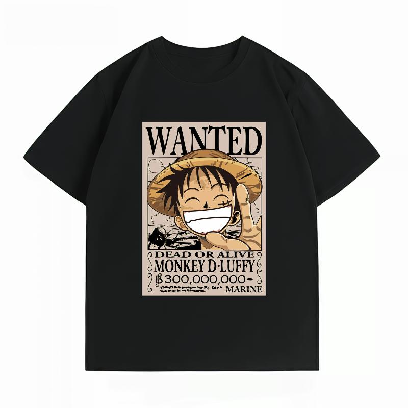 Unisexs Clothing New 100 Cotton Breathable Summer TShirt Bandai One Piece Luffy Wanted Print Casual Streetwear Unisexs Tops S